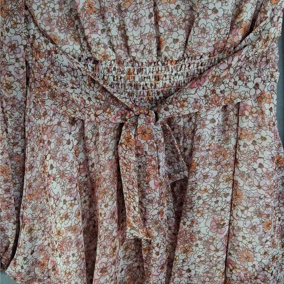 Japna Dress Women's Medium Long Sleeves V-Neck Pink Feminine Layered Boho - Picture 7 of 13